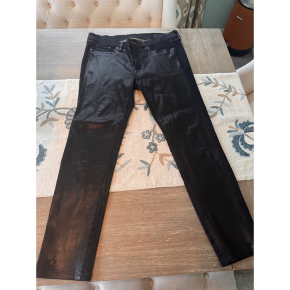 Rag & Bone Leather‎ Coated Skinny Jeans Dark Wash Denim Pants Size 30 - Picture 2 of 13